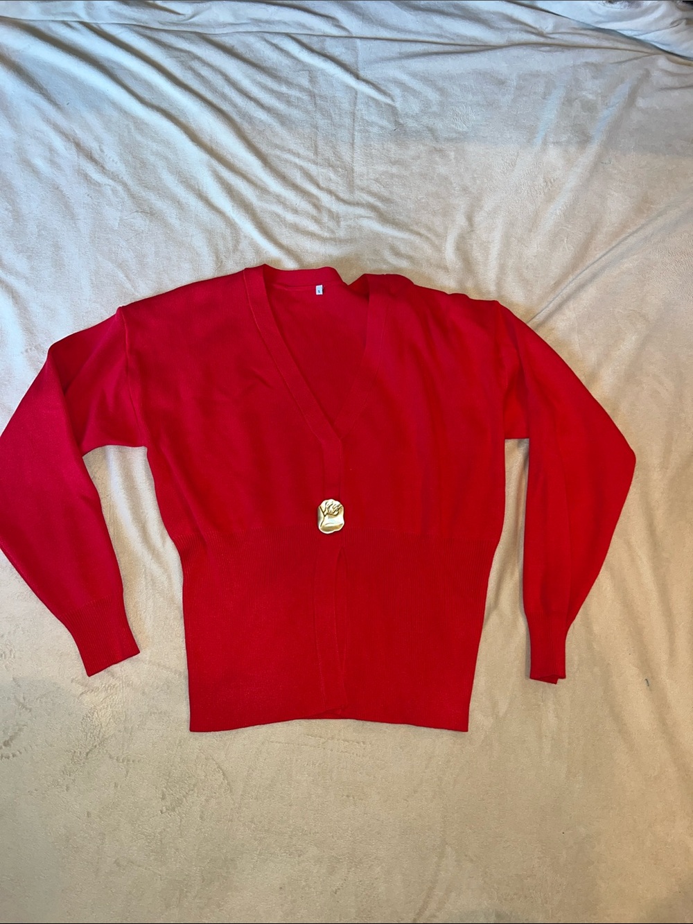Red V-Neck Women's Sweater